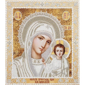 Bead Embroidery kit Icon Virgin Mary Mother of God DIY Beadwork kit Beading kit Hand embroidery Beaded Stitching