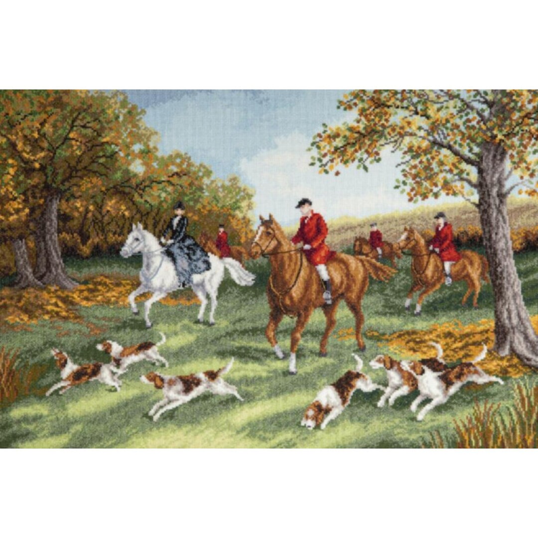 Counted Cross Stitch Kit Fox Hunting DIY Modern Cross Stitch Etsy