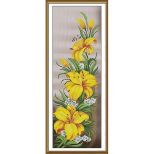 Telpatroon Gele lelies Bloemen DIY Onbedrukt canvas