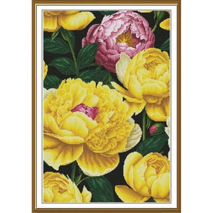 Telpatroon Pioenrozen bloemen DIY Onbedrukt canvas