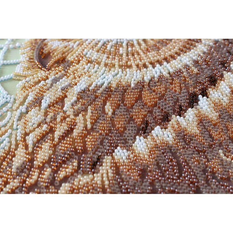 Bead Embroidery kit Owl DIY Beadwork kit Beading kit Hand embroidery Beaded Stitching