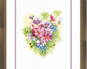 Counted Cross Stitch Kit Summer Flowers DIY Unprinted canvas