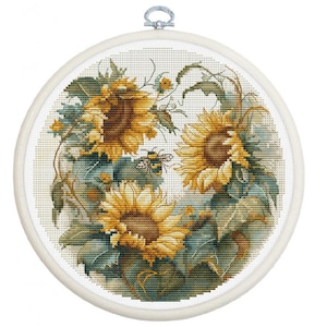 Borduurpakket Zonnebloemen DIY Luca-s Onbedrukt canvas