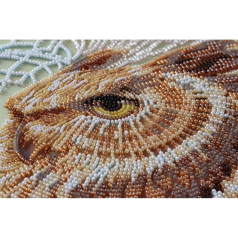 Bead Embroidery kit Owl DIY Beadwork kit Beading kit Hand embroidery Beaded Stitching