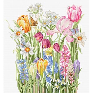 Borduurpakket bloemen DIY Luca-s onbedrukt canvas