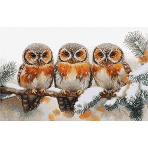 Counted Cross Stitch Kit Winter owls DIY Luca-s Unprinted canvas