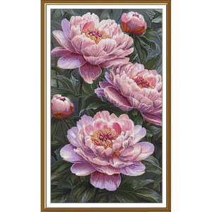 Telpatroon Pioenrozen bloemen DIY Onbedrukt canvas
