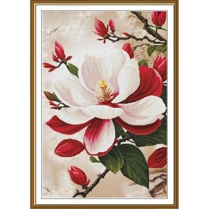 Telpatroon Magnolia Bloemen DIY Onbedrukt canvas