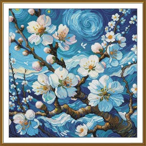Telpatroon Amandelbloesem Bloemen DIY Onbedrukt canvas