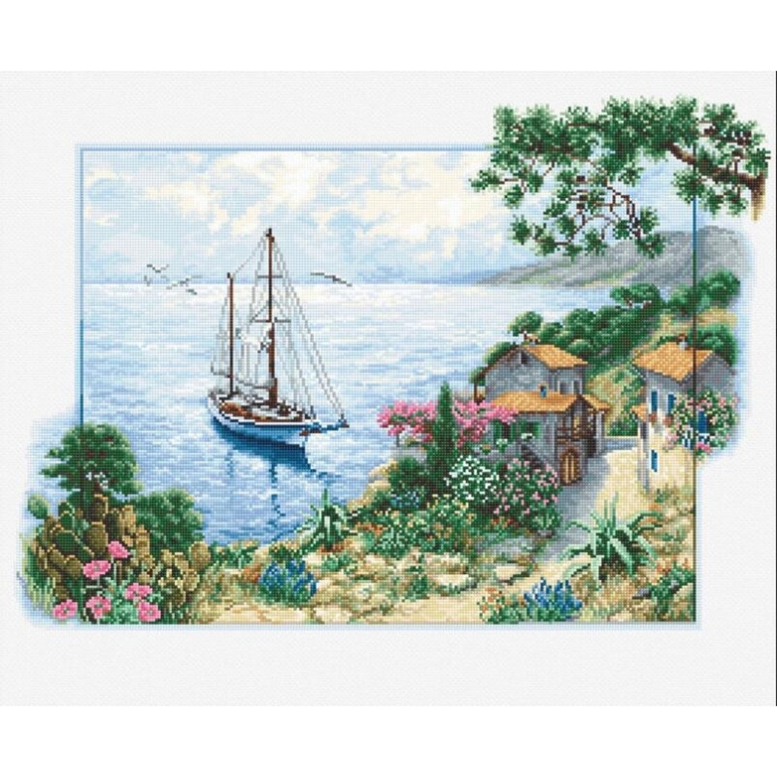 Cross Stitch Kit Sea landscape DIY Lucas kit Modern Cross Etsy
