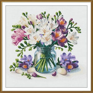 Telpatroon Lentebloemen DIY Onbedrukt canvas