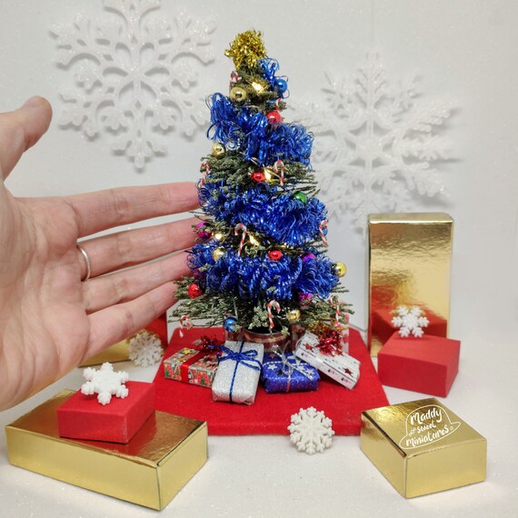 Miniature Christmas Tree 1:12, Illuminated for Dollhouse, Handmade