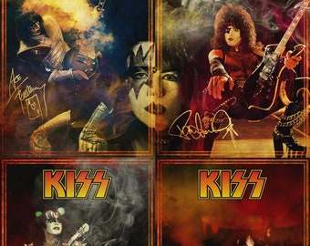 KISS Art Print Poster Set Ace Frehley Paul Stanley Gene Simmons Peter Criss