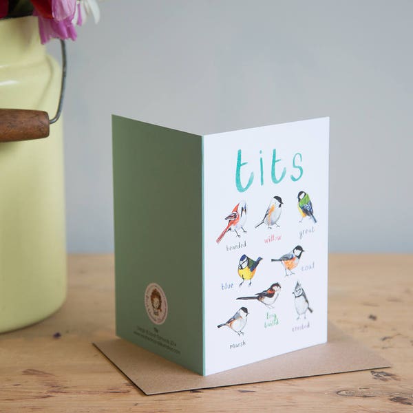 Tits A6 Card - Birds Cheeky Fun Birthday Card - Blank Inside - GC01