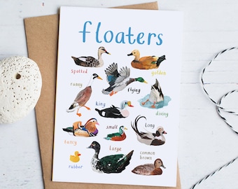 Floaters A6 Card - Illustrated ducks greeting card - GC30