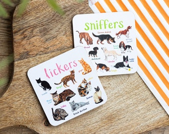 Pair of Lickers and Sniffers Cat and Dog Coasters