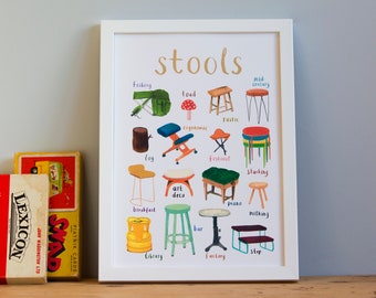 Stools Art Print - A4