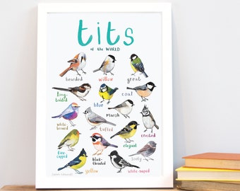 Tieten van de WERELD - Bird Art Print - A4 - nieuwe editie!