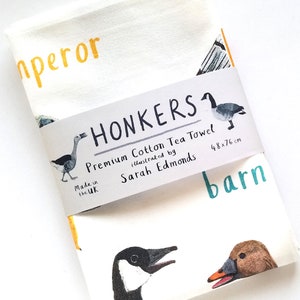 Honkers Cotton Tea towel - cheeky duck bird design - pun teatowel - TT14