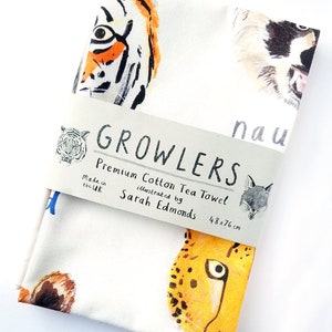 Growlers Cotton Tea towel - cheeky animal design - pun teatowel - TT12