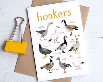 Honkers A6 Card - Illustrated geese greeting card - GC31