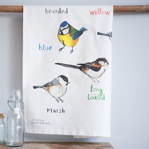 Tits Cotton Tea towel funny bright garden bird pun teatowel TT01 image 7