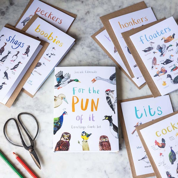 Boxed Set of 8 Bird Pun Cards