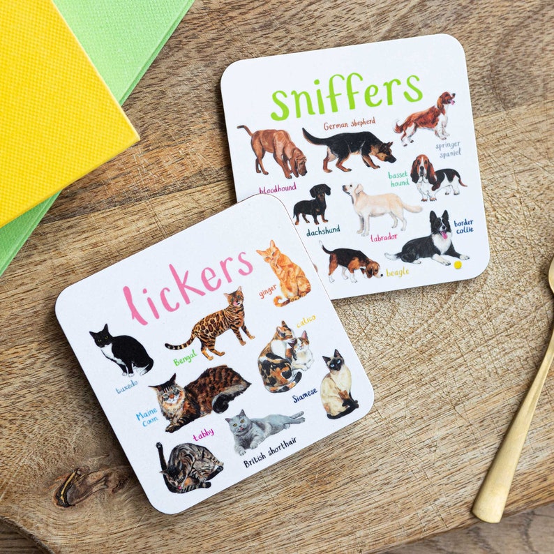 Pair of Lickers and Sniffers Cat and Dog Coasters image 2