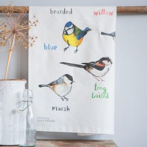 Tits Cotton Tea towel funny bright garden bird pun teatowel TT01 image 3