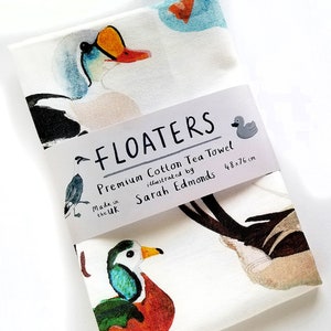 Floaters Cotton Tea towel - cheeky duck bird design - pun teatowel - TT13