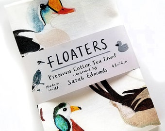 Floaters Cotton Tea towel - cheeky duck bird design - pun teatowel - TT13