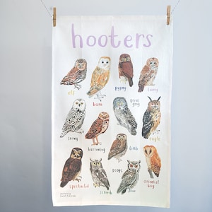 Hooters Cotton Tea towel - cheeky owl bird design - pun teatowel - TT06