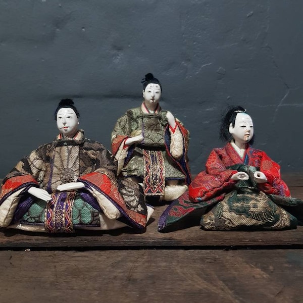Trio of Antique Japanese Hina Dolls for 'Girls Day'