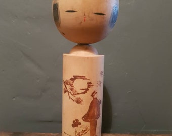 Kokeshi japonaise vintage - « Poupée en bois » - Poupée artistique traditionnelle