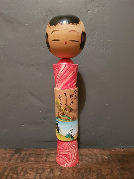 Vintage Japanese Kokeshi - 'Wooden Doll' - Traditional Art Doll - Mount Fuji
