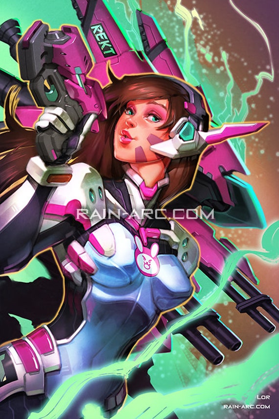 Quadro com moldura Tracer Overwatch Fanart