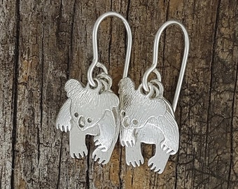 Koala earrings articulated in sterling silver