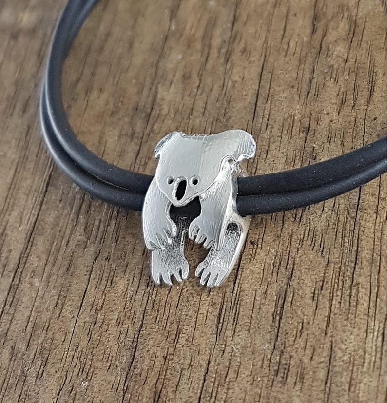 Koala bracelet Sterling silver on rubber Etsy