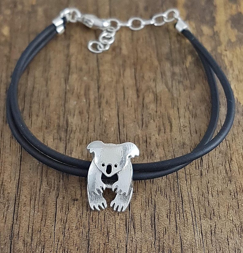 Koala Bracelet Sterling Silver on Rubber Etsy