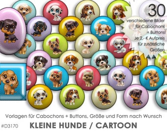 KLEINE HUNDE 30 digitale Cabochonvorlagen Cabochon Vorlagen digital Download Buttonvorlagen Schmuckbilder Cabochons Buttons template Collage