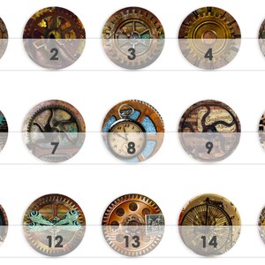 STEAMPUNK 30 Cabochon Templates Cabochon Templates Digital Download Button Templates Pictures for Jewelry Buttons Cabochon template Collage image 4