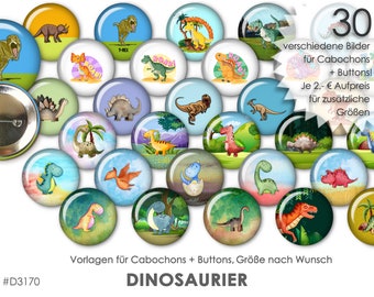 DINOSAURIER 30 digitale Cabochonvorlagen Cabochon Vorlagen digital Download Buttonvorlagen Schmuckbilder Cabochons Buttons template Collage