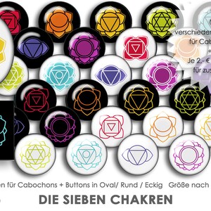 30 digitale Cabochonvorlagen die SIEBEN CHAKREN Cabochon Vorlagen digital Download Buttonvorlagen Schmuckbilder Cabochons Buttons Collage