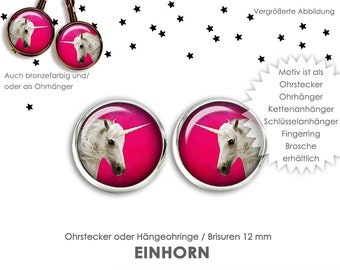 UNICORN / UNICORN Earrings Earrings Earrings Hanging Earrings Brisure Earrings Cabochon Earring Picture Earrings Earrings with Cabochon White Unicorn