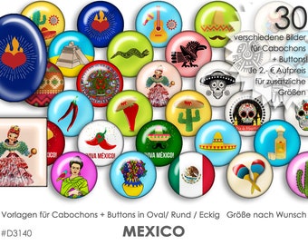 MEXIKO MEXICO 30 Cabochonvorlagen Cabochon Vorlagen digital Download Buttonvorlagen Bilder für Schmuck Buttons Cabochon template Collage