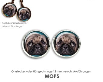 Pendientes PUG pendientes de perno pendientes colgantes pendientes de palanca pendientes de cabujón pendientes de imagen pendientes con cabujón pug perro pug lindo