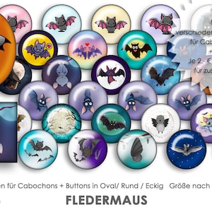 FLEDERMAUS 30 digitale Cabochonvorlagen Cabochon Vorlagen digital Download Buttonvorlagen Schmuckbilder Cabochons Buttons template Collage