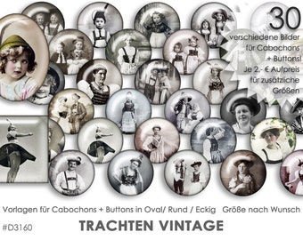 TRACHTEN VINTAGE 30 Cabochonvorlagen Cabochon Vorlagen digital Download Buttonvorlagen Bilder für Schmuck Buttons Cabochon Oktoberfest