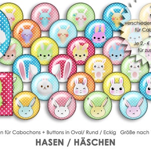 HASEN 30 Cabochonvorlagen Cabochon Vorlagen digital Download Buttonvorlagen Bilder für Schmuck Cabochon Buttons Cabochon template Collage