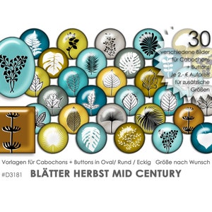 BLÄTTER BLATT 30 Cabochonvorlagen Cabochon Vorlagen digital Download Buttonvorlagen Bilder für Schmuck Buttons Cabochon template Collage
